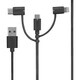 スマートフォン 汎用 3in1ケーブル Type-C＋microUSB＋Lightning 15cm ブラック LP-TCBLC01BK