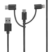 スマートフォン 汎用 3in1ケーブル Type-C+microUSB+Lightning 1.0m ブラック LP-TCBLC02BK