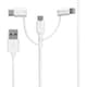 スマートフォン 汎用 3in1ケーブル Type-C＋microUSB＋Lightning 1.0m ホワイト LP-TCBLC02WH
