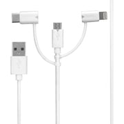 スマートフォン 汎用 3in1ケーブル Type-C+microUSB+Lightning 1.0m ホワイト LP-TCBLC02WH