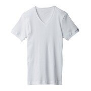 BWJ415 [BODY WILD COLLECTION リブ VネックTシャツ メンズ Lサイズ ホワイト]