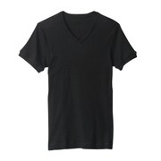 BWJ415 [BODY WILD COLLECTION リブ VネックTシャツ メンズ Lサイズ ブラック]