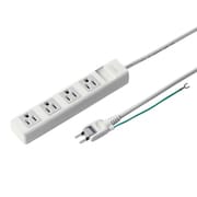 電源タップ 4個口 5m 3ピン 折りたたみ式プラグ PSE ユリア樹脂 2Pアースコード付き グレー 簡易ビニールパッケージ TAP-N3450N