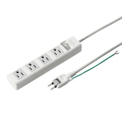 電源タップ 4個口 5m 3ピン 一括スイッチ 折りたたみ式プラグ PSE ユリア樹脂 2Pアースコード付き グレー 簡易ビニールパッケージ TAP-N3450SWN