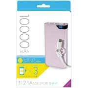 リチウム充電器 10000mAh 2.1A出力 USB2ポート Type-C変換アダプタ付 microUSBケーブル 50cm ローズゴールド YLU100-02RG
