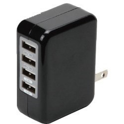 USB AC充電器 最大出力4.8A出力 USB-A×4 最大4台同時充電可能 ブラック PG-UAC48A02BK