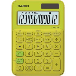 カラフル電卓 ミニジャストタイプ 12桁表示 ライムグリーン MW-C20C-YG-N