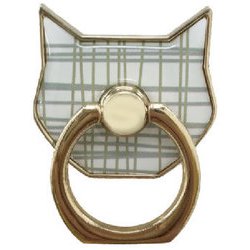 NBSG-098WT [スマホリング チェックネコ ホワイト]