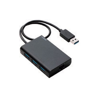 EDC-GUA3H-B [有線LANアダプタ Giga対応 USB3.0 Type-A USBハブ付 ブラック]