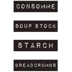 テープライターB（CONSOMME、SOUPSTOCK、STARCH、BREADCRUMBS） キッチンステッカー 1939