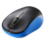 ワイヤレスマウス 無線(2.4GHz)接続式 IR LED 3ボタンタイプ 電池式 左右対称 静音 ブルー BSMRW118BL
