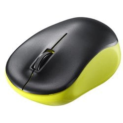 ワイヤレスマウス 無線（2.4GHz）接続式 IR LED 3ボタンタイプ 電池式 左右対称 静音 ライム BSMRW118LM