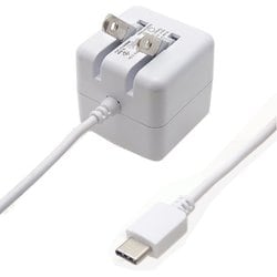 USB AC充電器 Type-C ケーブル一体型 1.5m スイングプラグ採用 ホワイト FUSB-ACC241CWH