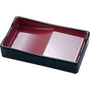 箸置き付長角醤油皿 黒内朱