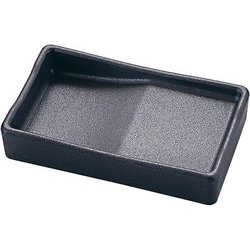 箸置き付長角醤油皿 黒銀いぶし塗