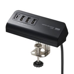 クランプ式USB充電器 Type-C×1ポート＋USB×3ポート ブラック ACA-IP51BK