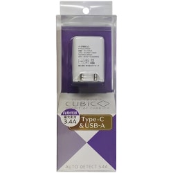 USB AC充電器 USB-C×1/USB-A×1 3.4A 自動判別機能付 ホワイト IH-ACUC34ADW