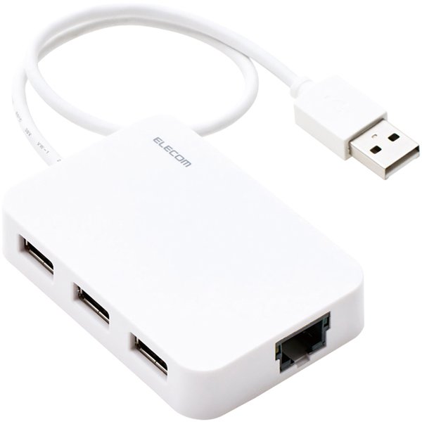 EDC-FUA2H-W [有線LANアダプタ USB2.0 Type-A USBハブ付 ホワイト]