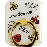 73575 [スマホリング Lovetoxic アイコン総柄/ホワイト]