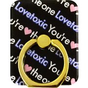 73584 [スマホリング Lovetoxic ロゴ総柄/ブラック]