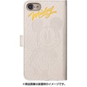 0386 [ディズニー金箔押しエンボスブックケース iPhone 8/7/6s/6用 ミッキー/ホワイト]