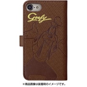0391 [ディズニー金箔押しエンボスブックケース iPhone 8/7/6s/6用 グーフィー/ブラウン]