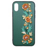 Ji8-08GR [iPhone X用 フラワー刺繍ケース GR]