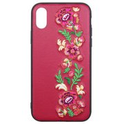 Ji8-08RD [iPhone X専用 フラワー刺繍ケース レッド]