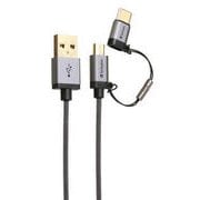 データ転送&充電 強靭 高耐久 Type-C変換コネクタ付microUSBケーブル グレイ 1.2m 65294