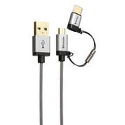 データ転送&充電 強靭 高耐久 Type-C変換コネクタ付microUSBケーブル シルバー1.2m 65293