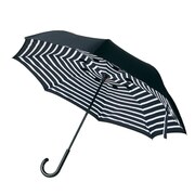 長傘 レディース 晴雨兼用 二重傘 ストライプ×ブラック 57cm EF-UM01STBK