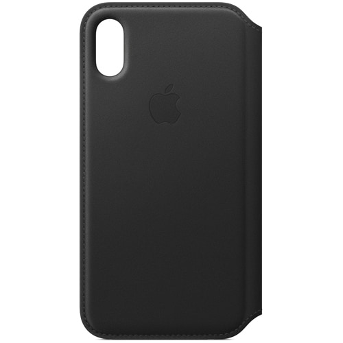 iPhone X レザーフォリオケース - ブラック