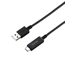 スマートフォン用USBケーブル USB2.0 (Cオス-Aオス) 認証品 温度検知機能付 0.7m ブラック MPA-AC07SNBK