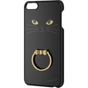 iPod Touch リング付シェルカバー 黒ネコ AVA-T17PVRJBK