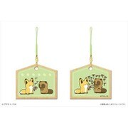 「タヌキとキツネ」 木製ストラップ 03