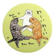 YNKP-0040W 世にも不思議な猫世界 布缶バッジ ピンタイプ わーい [キャラクターグッズ]