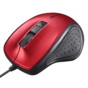 有線マウス USB接続式 BlueLED 5ボタンタイプ 速度切替 静音 レッド BSMBU308RD
