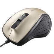 有線マウス USB接続式 BlueLED 5ボタンタイプ 速度切替 静音 ゴールド BSMBU308GD