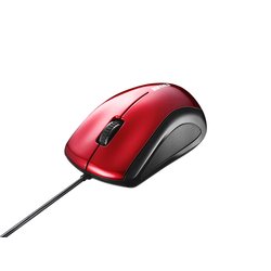 有線マウス USB接続式 レーザー式 3ボタンタイプ 静音 コンパクトサイズ レッド BSMLU108RD