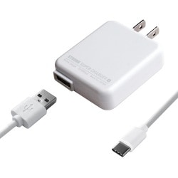 USB AC充電器 USB-A×1 Type-Cケーブル付き（1m） USB2.0対応 1.5A 可動式プラグ採用 ホワイト AJ-550