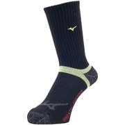 32JX660090 23-25 [ブレスサーモ レギュラー丈ソックス ユニセックス 23～25cm ブラック×セーフティイエロー]