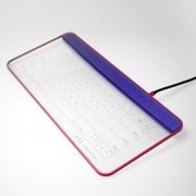 ガラス製ワイヤレスタッチキーボード (USB接続可) ネイビー・アンド・レッド Q-gadget KB02 NR