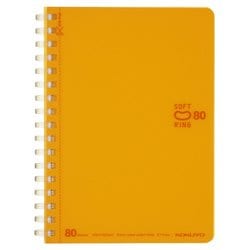 ソフトリングノート ドット A6（148×105mm） B罫（中横罫）/罫幅6mm（ドット入り） 21行 80枚 橙 ス-SV358BT-YR
