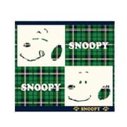 SNOOPY ミニタオル ガーゼチェック グリーン [キャラクターグッズ]