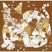 67687 [Kenema 手捺染小風呂敷 猫づくし]