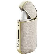 電子タバコアクセサリ iQOS(アイコス)用 レザーカバー グレー×ゴールド ET-IQUCMGY