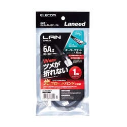 LANケーブル カテゴリー6A準拠 爪折れ防止/フラット ヨリ線 ブラック 1m LD-GFAT/BK10