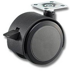 PU双輪キャスター 60mm ストップ機能付き KWU-62S