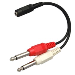 3.5mmステレオミニジャック - 6.3mmモノラル標準プラグ×2 変換ケーブル 0.1m FAD-810MS
