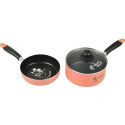ミッキーマウス ふっ素IH対応 鍋・フライパン・ガラス蓋3点セット 18cm WD-9067